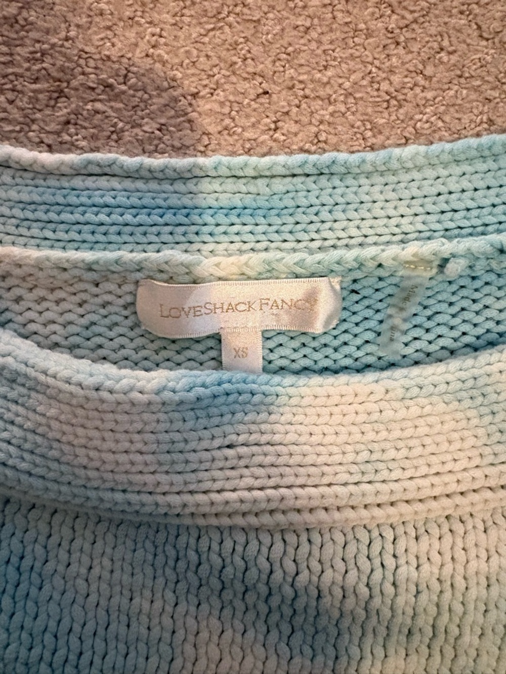 LoveShackFancy Gallatin Pullover Sweater Soft Aqua Hand Dye XS - Picture 7 of 7